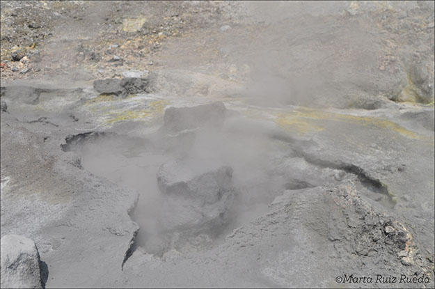 Pequeña piscina de barro