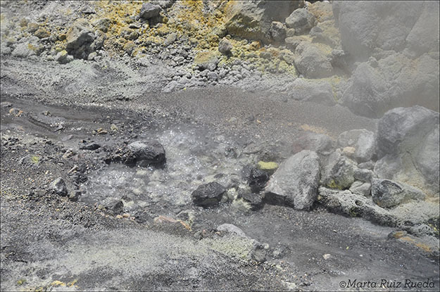 Agua hirviendo de uno de los riachuelos de la White Island