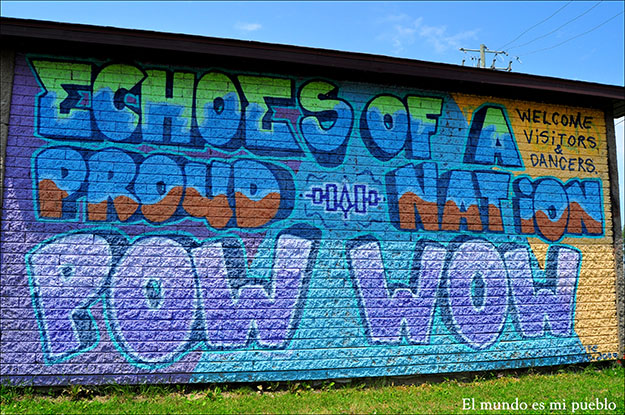 Muro de bienvenida a la fiesta del Pow wow en Kanahwake